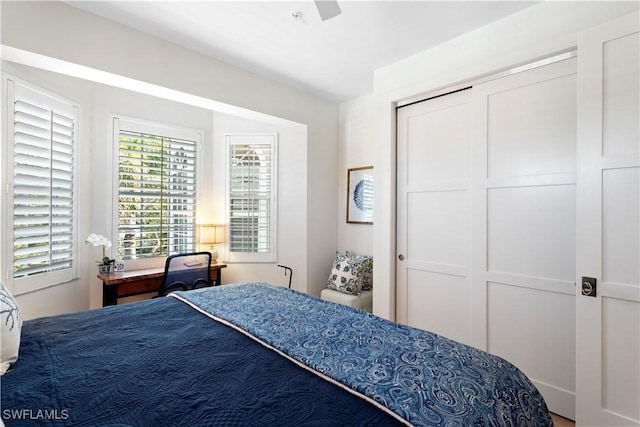 838 9th Ave S Unit 106, Naples, FL 34102 - bedroom with a closet and ceiling fan
