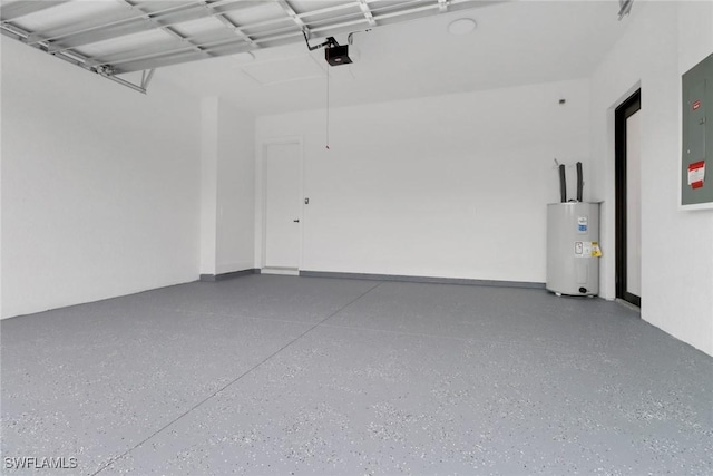 2712 58th St W, Lehigh Acres, FL 33971 - garage with electric water heater, a garage door opener, and electric panel