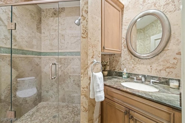 600 Port Side Dr, Naples, FL 34103 - full bath with a stall shower and vanity