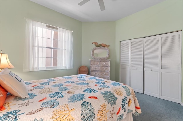 2116 Paget Cir Unit 1, Naples, FL 34112 - bedroom with a closet, carpet floors, and a ceiling fan