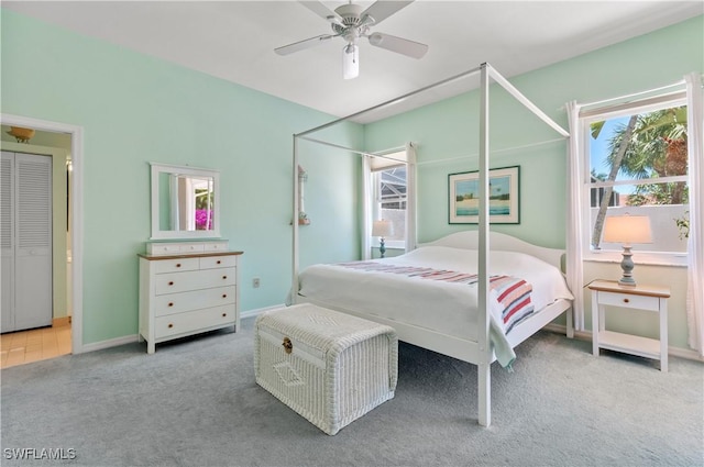 2116 Paget Cir Unit 1, Naples, FL 34112 - bedroom with carpet, ceiling fan, and baseboards