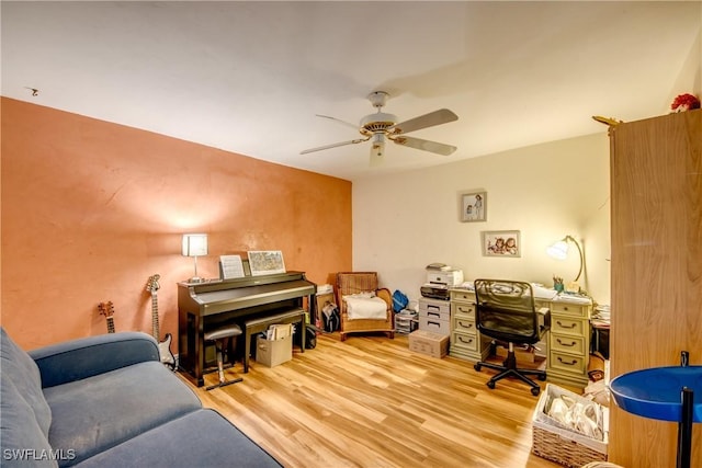 5905 Untermeyer Ct, North Fort Myers, FL 33903 - office area featuring a ceiling fan and wood finished floors