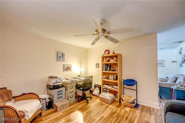 5905 Untermeyer Ct, North Fort Myers, FL 33903 - office area with ceiling fan and light wood-style flooring