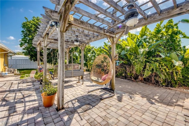 5905 Untermeyer Ct, North Fort Myers, FL 33903 - view of patio / terrace featuring a pergola and ceiling fan