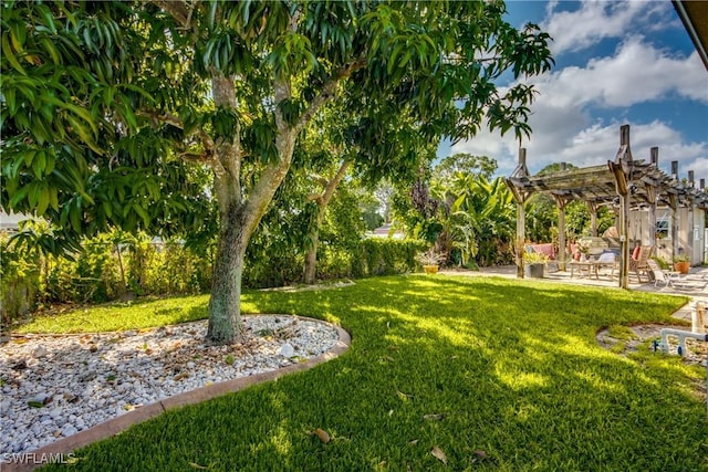 5905 Untermeyer Ct, North Fort Myers, FL 33903 - view of grassy yard with a pergola and a patio area