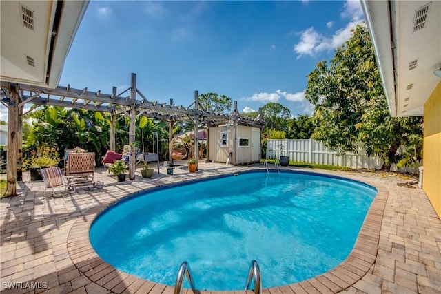 5905 Untermeyer Ct, North Fort Myers, FL 33903 - view of pool featuring a pergola, a fenced backyard, and a patio