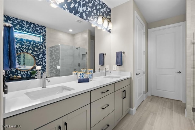 9284 Cormorant Dr, Naples, FL 34120 - full bathroom with a stall shower and double vanity