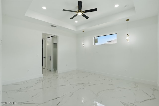 35 Chiquita Blvd N, Cape Coral, FL 33993 - unfurnished room featuring baseboards, a tray ceiling, recessed lighting, ceiling fan, and a smoke detector