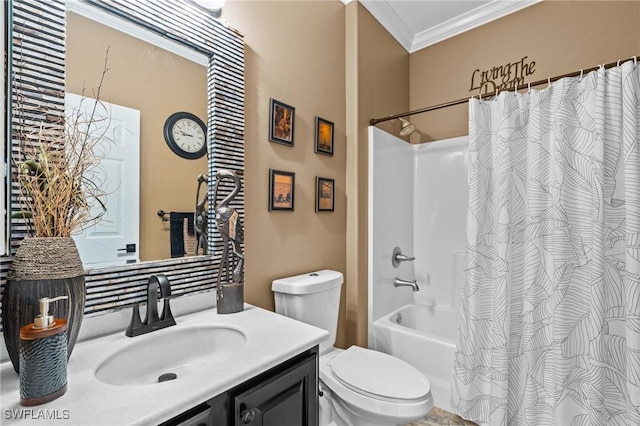 16232 Quesa Dr, Punta Gorda, FL 33955 - bathroom with crown molding, vanity, toilet, and shower / tub combo