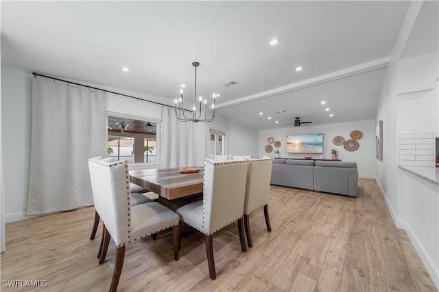1300 Hilltop Dr, Naples, FL 34103 - dining space with a chandelier, light wood-style flooring, recessed lighting, and baseboards