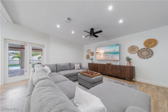1300 Hilltop Dr, Naples, FL 34103 - living area featuring wood-type flooring, a ceiling fan, recessed lighting, and baseboards