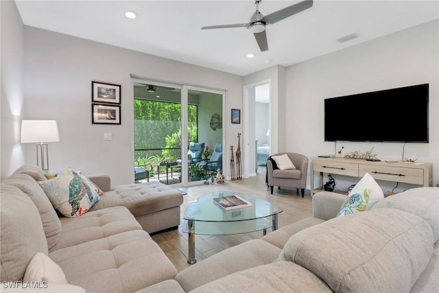 1256 Enbrook Loop, Naples, FL 34114 - living room with ceiling fan, light wood finished floors, recessed lighting, and baseboards