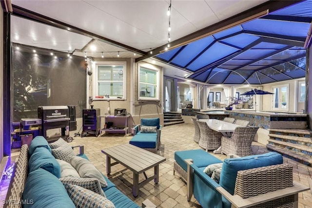 1817 Piccadilly Cir, Cape Coral, FL 33991 - view of patio with an outdoor living space and glass enclosure