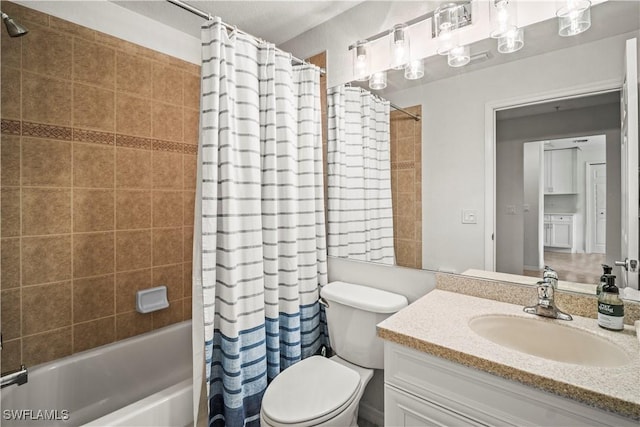 10260 Heritage Bay Blvd Unit 3515, Naples, FL 34120 - bathroom with shower / tub combo with curtain, vanity, and toilet