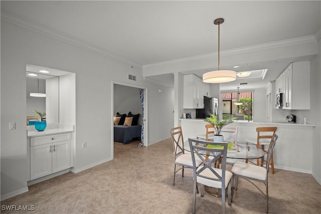 10260 Heritage Bay Blvd Unit 3515, Naples, FL 34120 - dining area with ornamental molding, baseboards, and light tile patterned floors