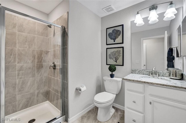 2369 Tangerine Ln, Naples, FL 34120 - full bathroom with a shower stall, toilet, a chandelier, baseboards, and vanity