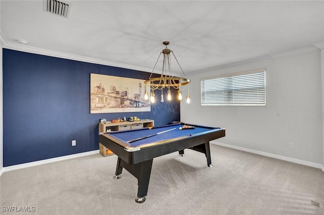 2369 Tangerine Ln, Naples, FL 34120 - game room featuring crown molding, carpet flooring, and baseboards