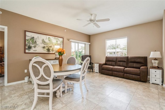 6461 Aragon Way Unit 102, Fort Myers, FL 33966 - dining area with ceiling fan