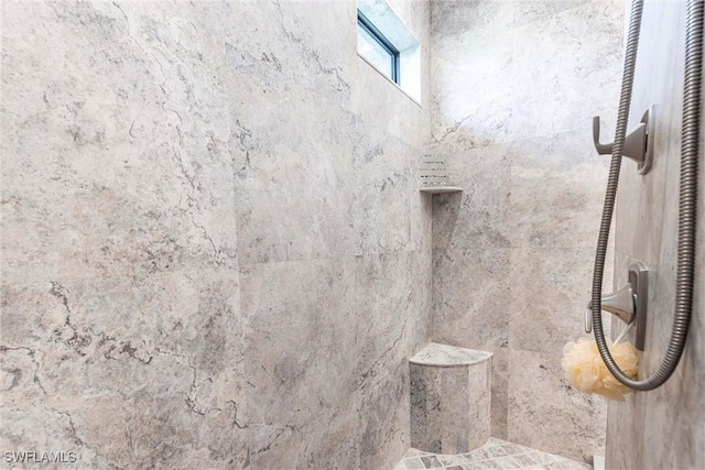 bathroom view of a tile shower