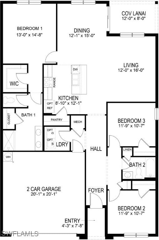 1117 NW 16th Pl, Cape Coral, FL 33993 - property floor plan