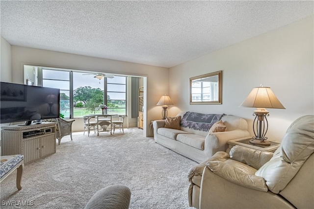 1740 Pine Valley Dr Unit 211, Fort Myers, FL 33907 - carpeted living area featuring a textured ceiling