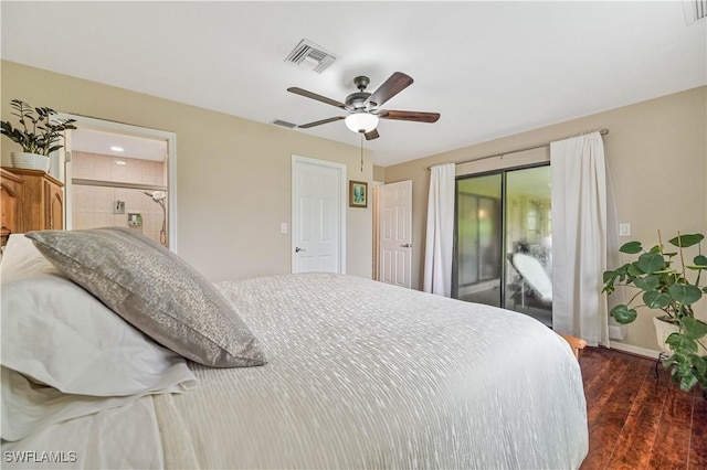 27006 Elaine Dr, Bonita Springs, FL 34135 - bedroom featuring access to exterior, dark wood finished floors, baseboards, and a ceiling fan
