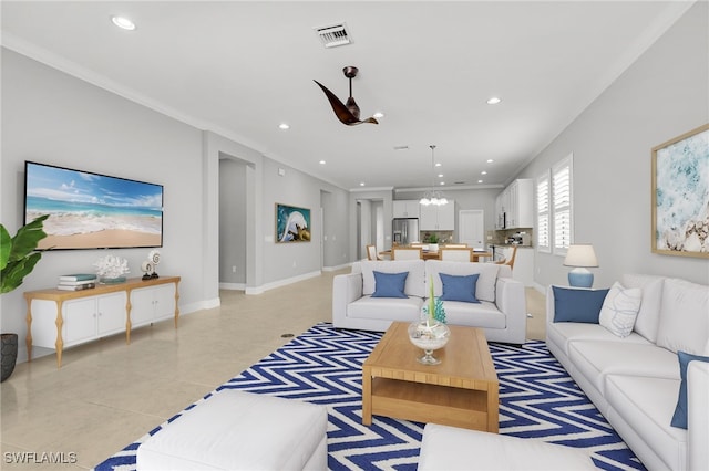 11810 Timbermarsh Ct, Fort Myers, FL 33913 - living area with recessed lighting, a chandelier, light tile patterned flooring, and baseboards