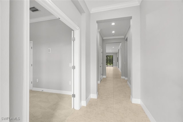 11810 Timbermarsh Ct, Fort Myers, FL 33913 - hall featuring crown molding, baseboards, light tile patterned flooring, and recessed lighting