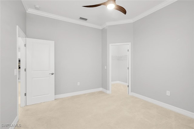 11810 Timbermarsh Ct, Fort Myers, FL 33913 - spare room with ornamental molding, light carpet, ceiling fan, baseboards, and a smoke detector