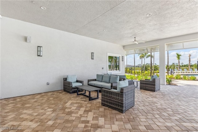 16515 Fire Coral Ln, North Fort Myers, FL 33903 - view of patio / terrace with an outdoor hangout area and a ceiling fan