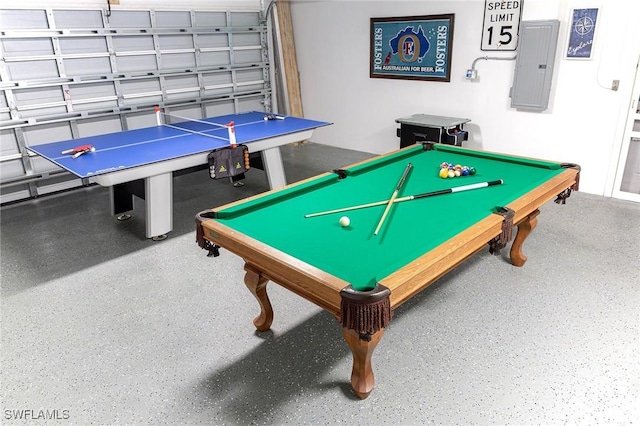1401 SE 36th Ter, Cape Coral, FL 33904 - recreation room with electric panel, speckled floor, and billiards