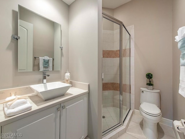 2452 Terra Verde Ln Unit 2452, Naples, FL 34105 - full bath featuring a shower stall, toilet, vanity, and tile patterned floors