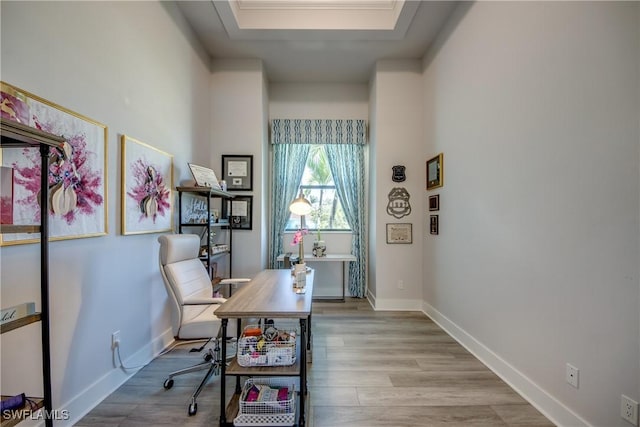 3726 Ceitus Pkwy, Cape Coral, FL 33991 - office space featuring wood finished floors, baseboards, and a tray ceiling