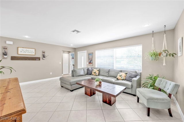 5397 25th Ave SW, Naples, FL 34116 - living room with baseboards, light tile patterned flooring, and recessed lighting