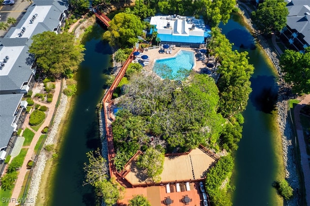 600 Neapolitan Way Unit 153, Naples, FL 34103 - drone / aerial view of a pool and a nearby body of water