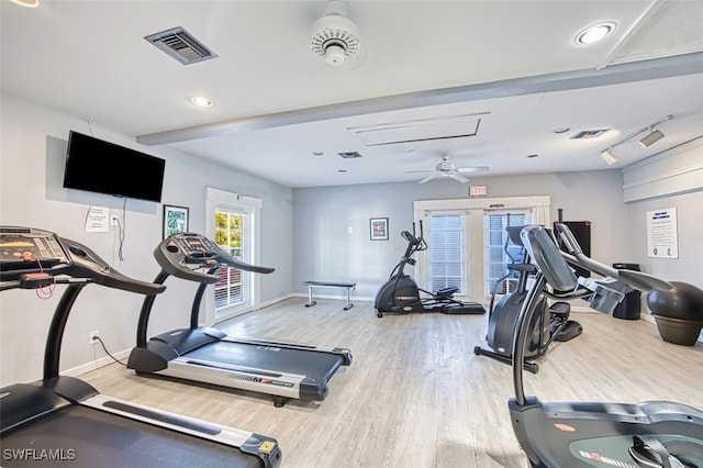 600 Neapolitan Way Unit 153, Naples, FL 34103 - gym featuring wood finished floors and recessed lighting
