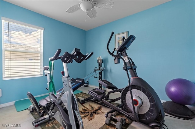 18 SW 19th Ter, Cape Coral, FL 33991 - exercise area featuring a ceiling fan and baseboards