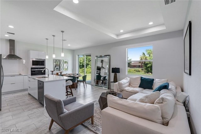 2008 Hercules Rd, Labelle, FL 33935 - living room with recessed lighting and a raised ceiling