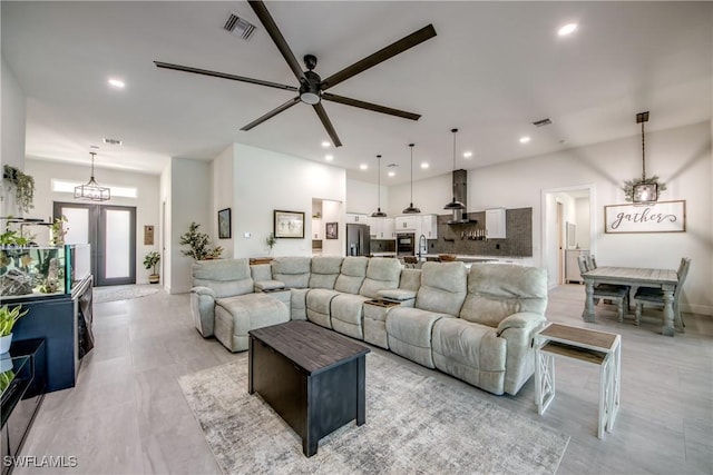 3621 NW 14th St, Cape Coral, FL 33993 - living area with ceiling fan and recessed lighting