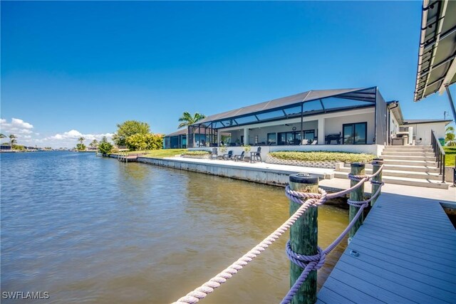 3621 NW 14th St, Cape Coral, FL 33993 - dock area with a water view and stairway