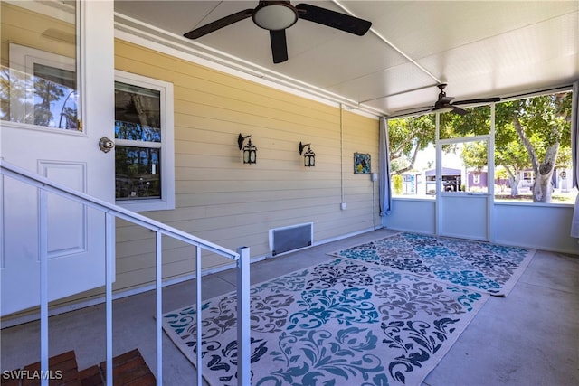 19703 Eagle Trace Ct, North Fort Myers, FL 33903 - unfurnished sunroom featuring a ceiling fan