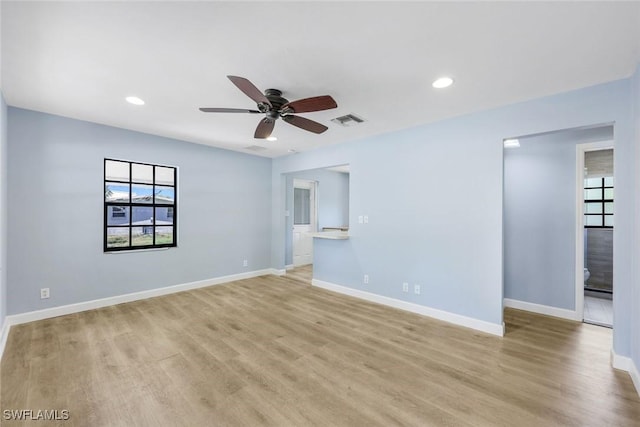 3163 Caledonia Ave, Naples, FL 34112 - unfurnished room featuring light wood-style flooring, a ceiling fan, baseboards, and recessed lighting
