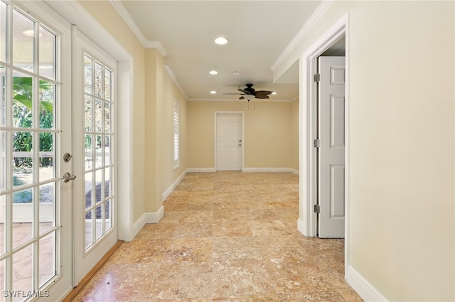 5697 Bay Point Rd, Bokeelia, FL 33922 - hall with recessed lighting, crown molding, and baseboards