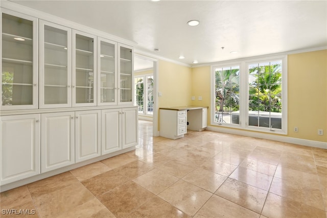 5697 Bay Point Rd, Bokeelia, FL 33922 - spare room with crown molding, baseboards, recessed lighting, and light tile patterned flooring