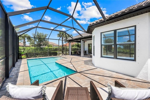 8396 Promoso Ct, Naples, FL 34114 - outdoor pool featuring a patio area and glass enclosure