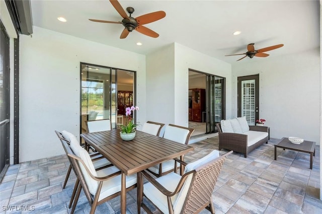 8396 Promoso Ct, Naples, FL 34114 - view of patio featuring a ceiling fan and outdoor dining space