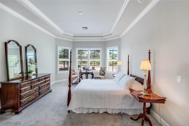 8396 Promoso Ct, Naples, FL 34114 - bedroom with carpet flooring, a raised ceiling, baseboards, and crown molding