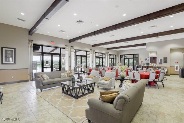 8396 Promoso Ct, Naples, FL 34114 - common area featuring beamed ceiling and recessed lighting