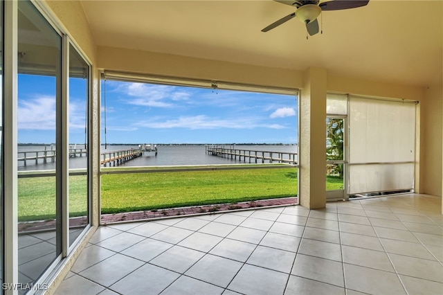 6140 River Shore Ct, North Fort Myers, FL 33917 - unfurnished sunroom with a water view