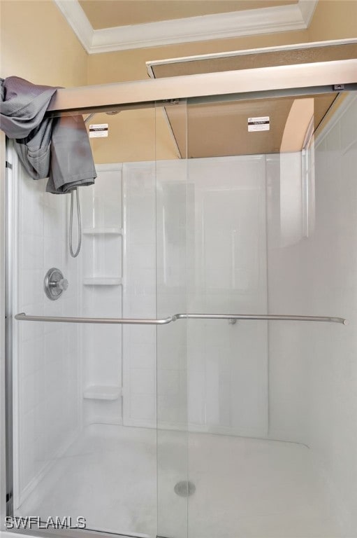 6140 River Shore Ct, North Fort Myers, FL 33917 - full bath featuring ornamental molding and a stall shower